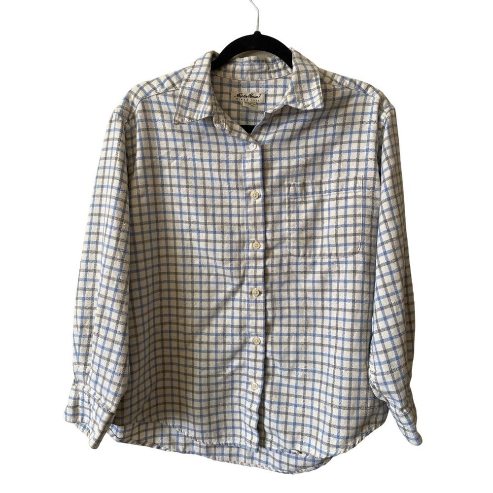 Eddie Bauer Women's Button Down Long Sleeve Cotton Shirt White Size Large